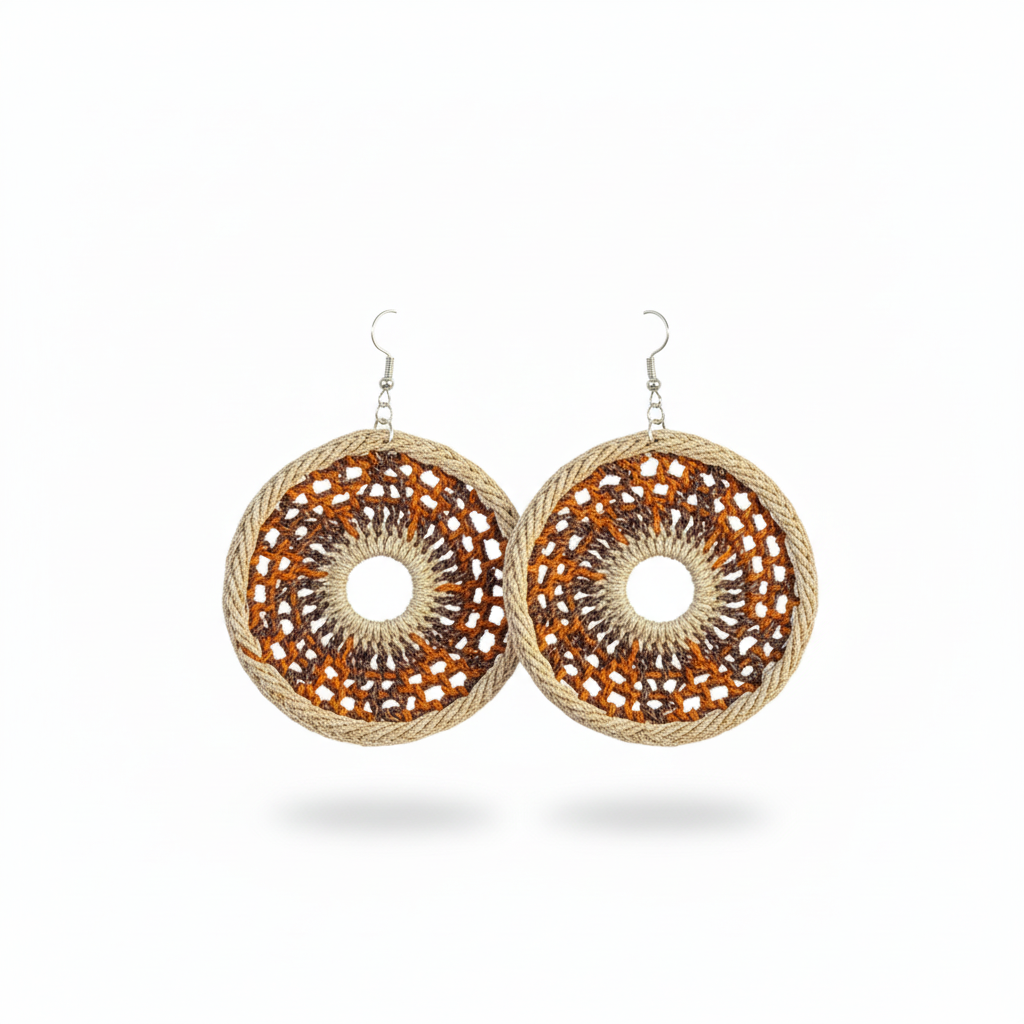 Amber & brown round earrings