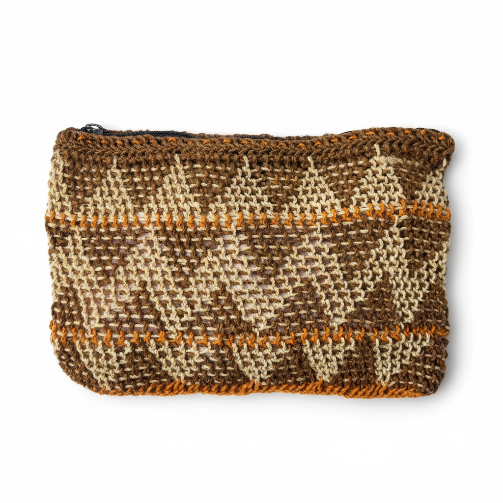 Brown and cream pouch