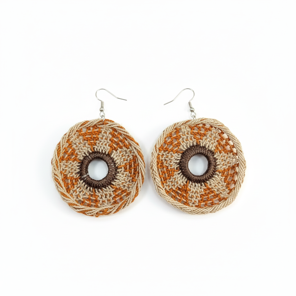 Cream & orange disc earrings