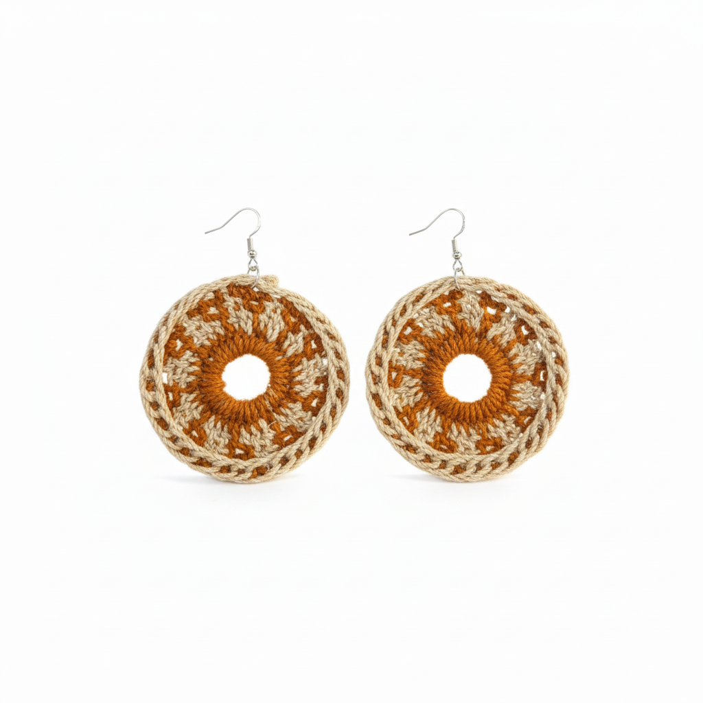 Cream & orange sunflower earrings
