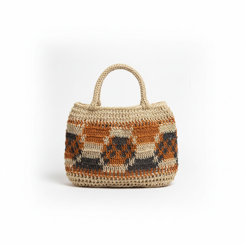 Handwoven Kambot tote bag in earthy stripe