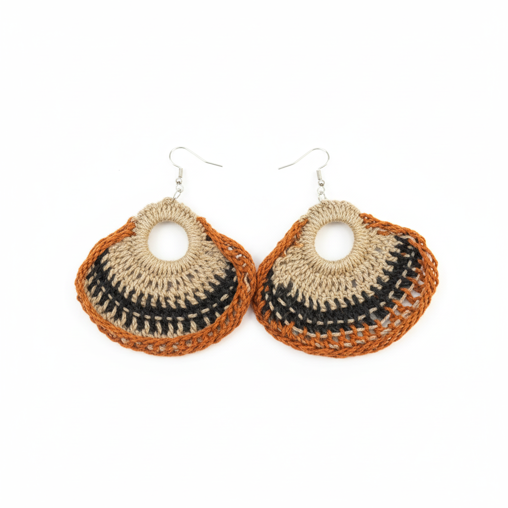 Orange black cream earrings