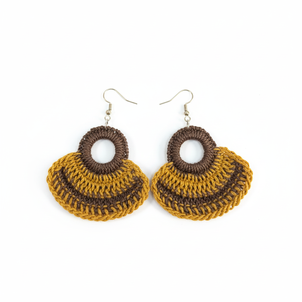 Yellow & brown fan earrings