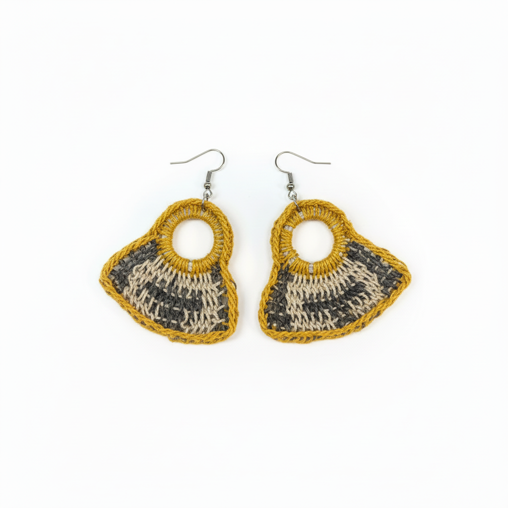 Yellow & grey fan earrings